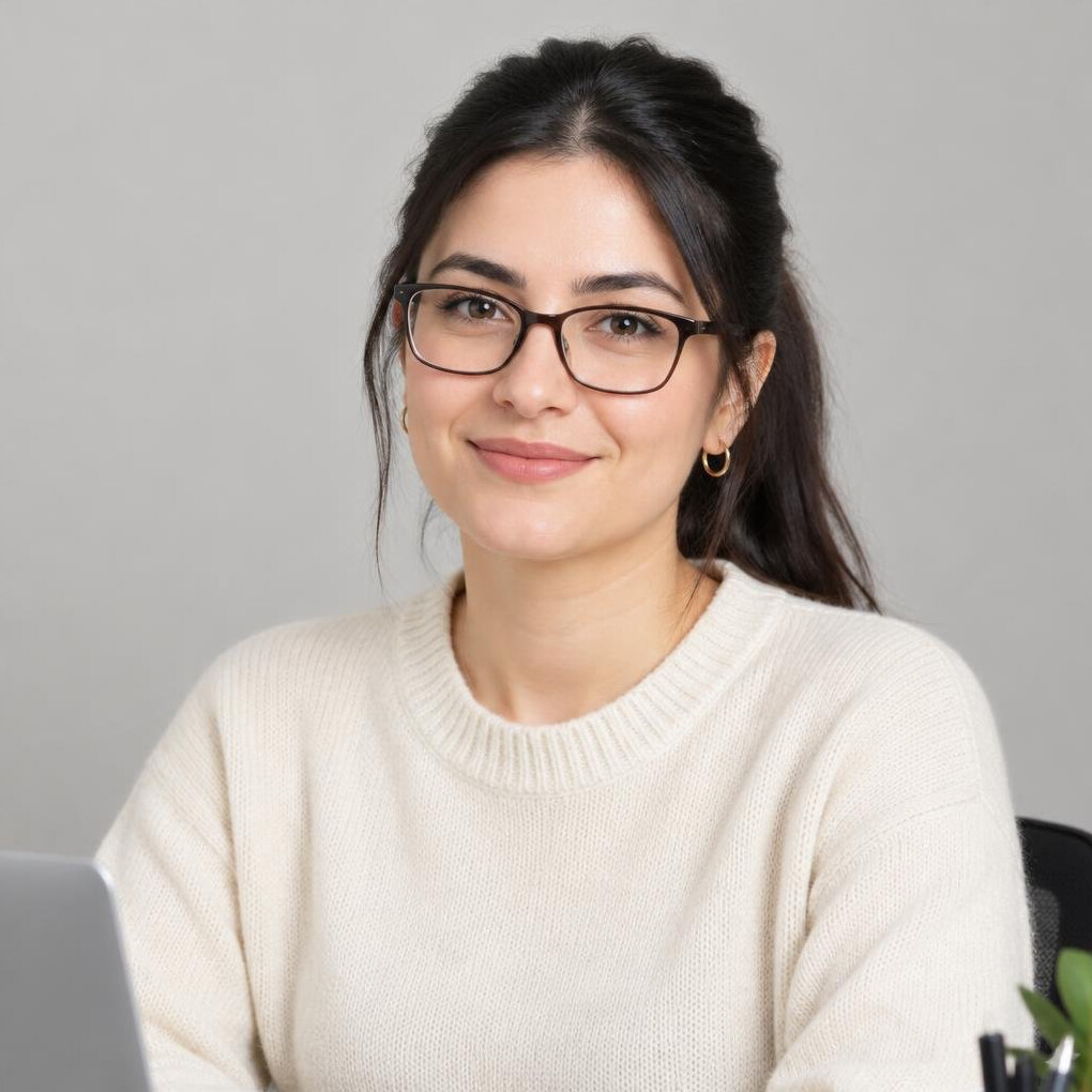 Portrait of a Turkish woman data analyst with glasses